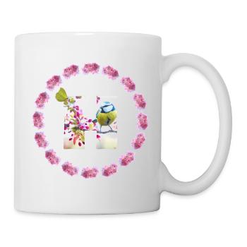 frühling vogel schmetterling h - Tasse - Weiß - Rechts