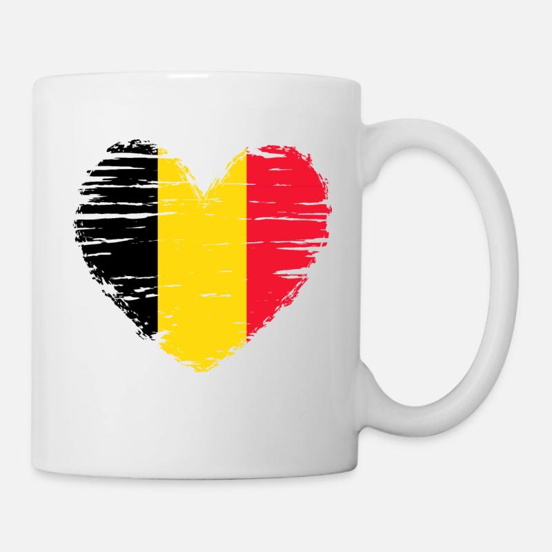 Belgique coeur drapeau blason - Mug blanc - blanc