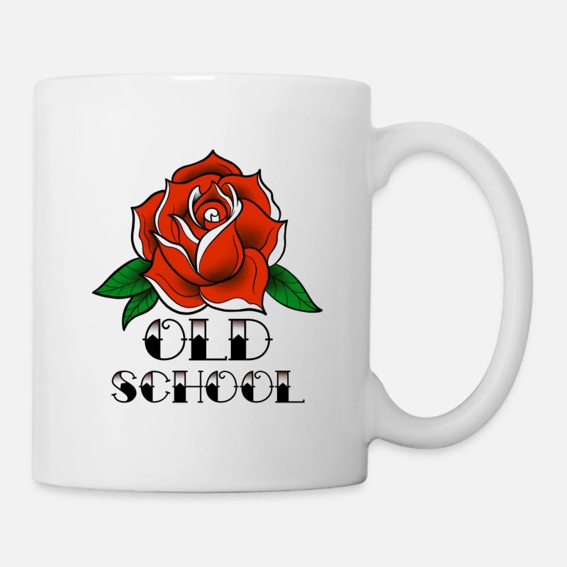 Rose old school - Tasse - Weiß