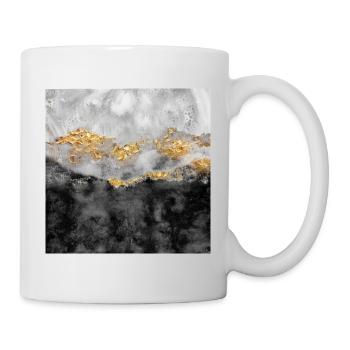 Dreamy Hills Watercolour Abstract Artwork, Gold - Mug - white - Right