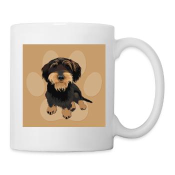Rauhaardackel, Teckel, Dackel, Hund, Illustration - Tasse - Weiß - Rechts