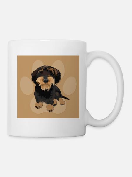 Rauhaardackel, Teckel, Dackel, Hund, Illustration - Tasse - Weiß