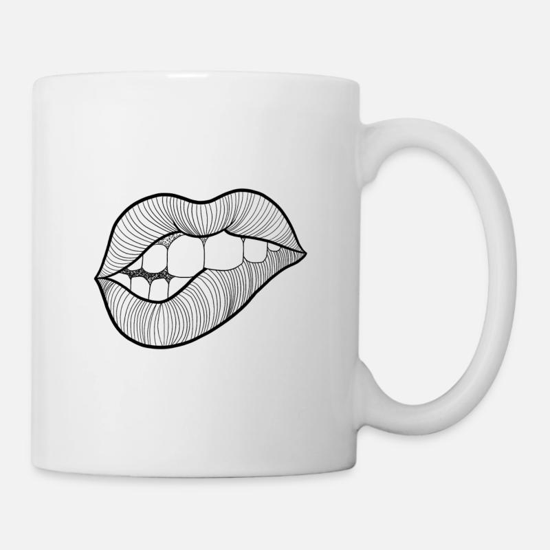 Levres mund linework - Tasse - Weiß