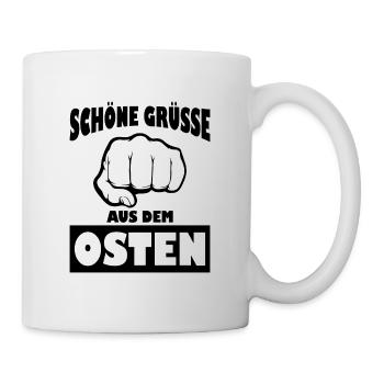Schöne grüsse osten Geschenk Ossi Ostdeutschland - Tasse - Weiß - Rechts