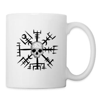 Skull viking vegvisir sketch - Mug blanc - blanc - Droite