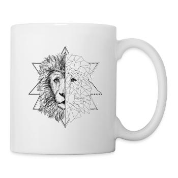 Black tattoo inspired lion | Low Poly Art - Mug - white - Right