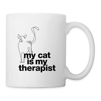"my cat is my therapist" statement with cat - Mug - white - Right