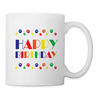 happy birthday dog present paw - Mug blanc - blanc - Droite