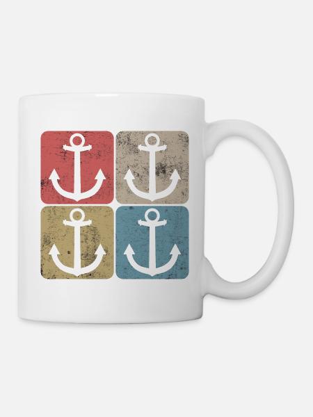 Geschenkidee Meer Kapitän Nautik Anker Vintage - Tasse - Weiß