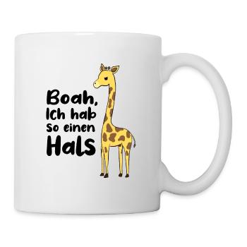 Lustige Giraffe, Boah ich hab so einen Hals Dunkel - Tasse - Weiß - Rechts