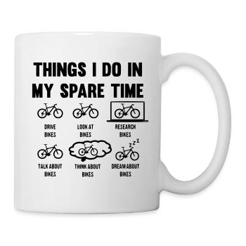 Things i do in my spare time with bicycle - Mug - white - Right