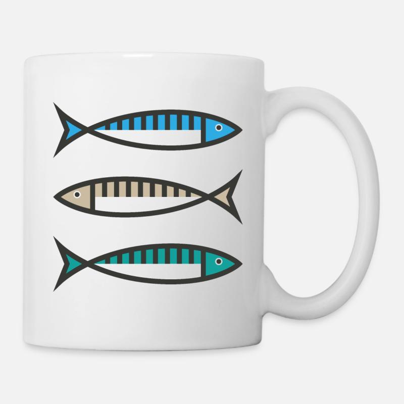 Three colour Mackerel Fishing Design - Mug - white