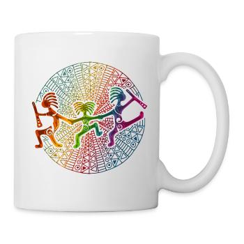 Kokopelli Family Has Fun - Mandala 1 - Tasse - Weiß - Rechts