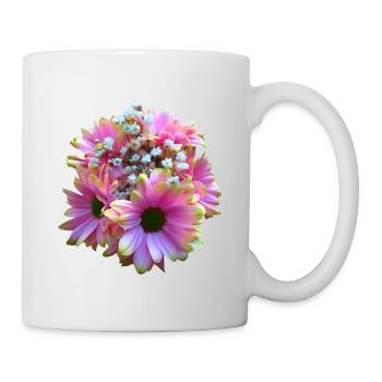 Fleur, Bouquet, fleur rose, fleurs de fleur, fleurs marénies florales - Mug blanc - blanc - Droite