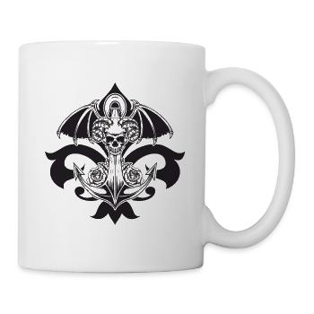 Anchor Skull pink ram horn - Mug - white - Right