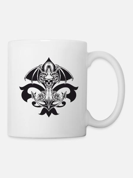 Anker Totenkopf Widderhorn rosa - Tasse - Weiß