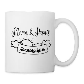 Mama und Papas Sonnenschein, Eltern Kind Liebe - Tasse - Weiß - Rechts