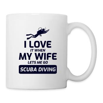 Tauchen Taucher Tauchen Schwimmen Mann Geschenk - Tasse - Weiß - Rechts