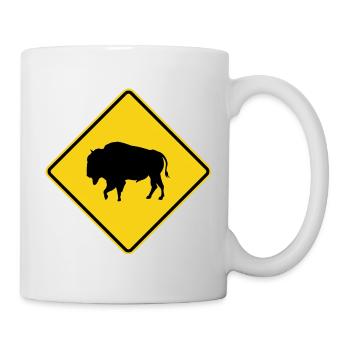 Bison Warning Sign - Mug - white - Right