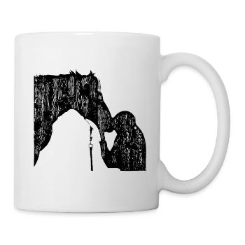 Pferd mit Frau in Vintage Design - Tasse - Weiß - Rechts