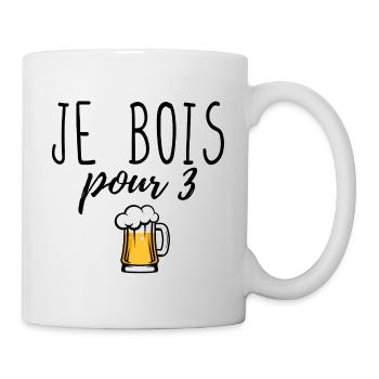 Je bois pour 3 - Mug blanc - blanc - Droite