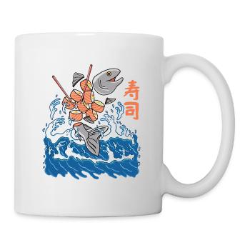 Sushi au saumon dans la vague - Mug blanc - blanc - Droite