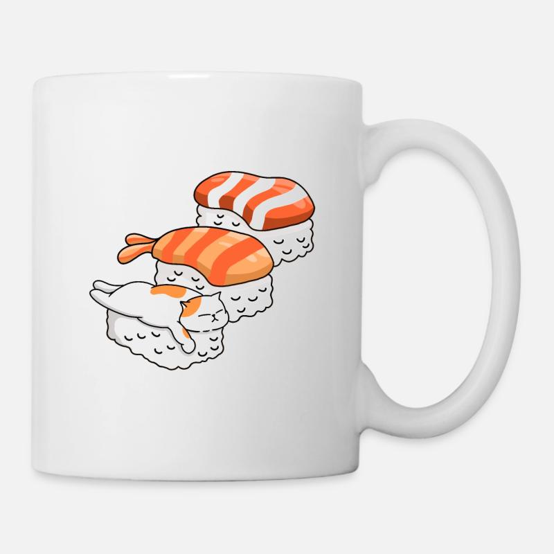 Chat et sushi - Mug blanc - blanc