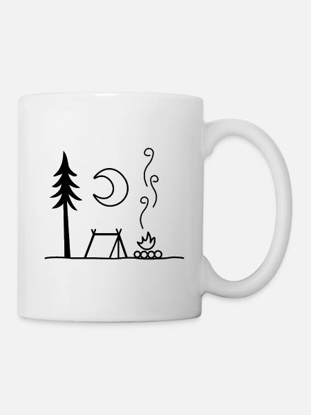 CAMPING AUSZEIT ZELT LAGERFEUER NACHTHIMMEL FREI - Tasse - Weiß