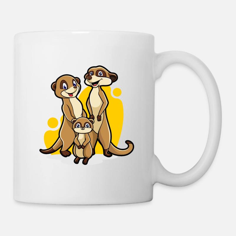Erdmännchen Familie - Tasse - Weiß