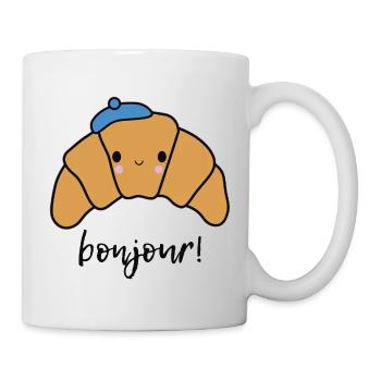 Hello Cute Croissant Gift Idea for France Girls - Mug - white - Right