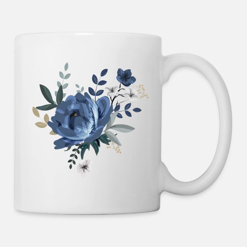 Fleurs bleues - Mug blanc - blanc