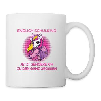 Schulanfang Einhorn Kinder Schule - Tasse - Weiß - Rechts