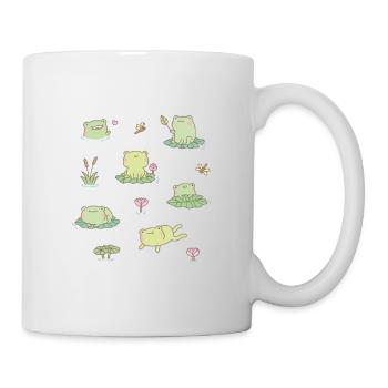 Süße Frösche und Libellen im Teich - Tasse - Weiß - Rechts