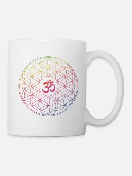 Fleur de vie Om Motif de pluie - Mug blanc - blanc