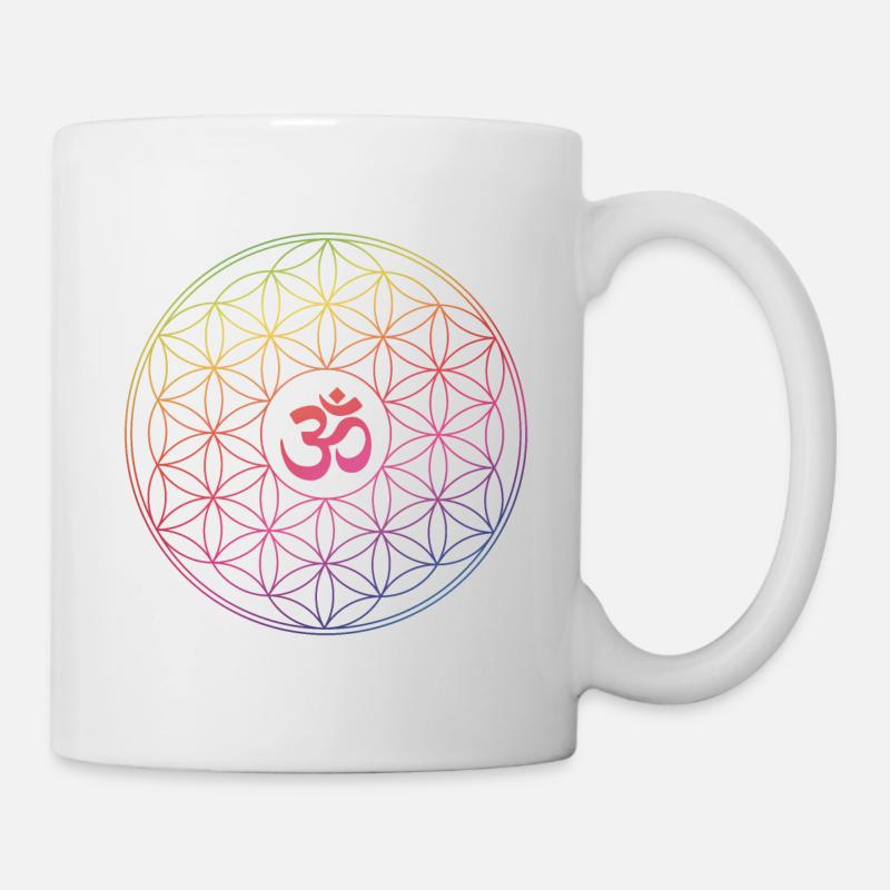 Fleur de vie Om Motif de pluie - Mug blanc - blanc