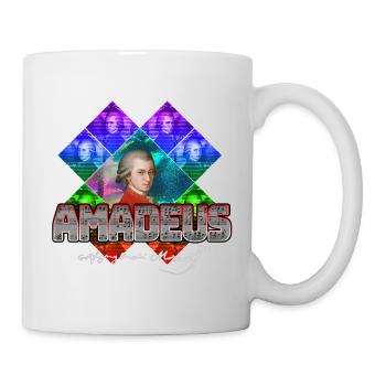 Mozart Pop-Art | Wolfgang Amadeus Mozart Geschenk - Tasse - Weiß - Rechts