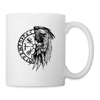 Wikinger Rabe und vegvisir Symbol - Tasse - Weiß - Rechts