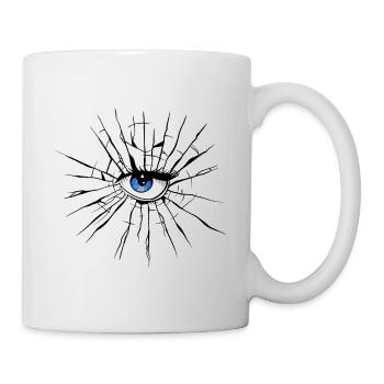 Blaues Auge Glaseffekt zerbrochen - Tasse - Weiß - Rechts