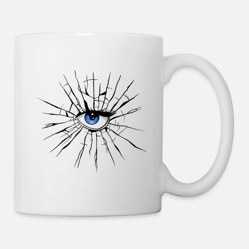 Blaues Auge Glaseffekt zerbrochen - Tasse - Weiß