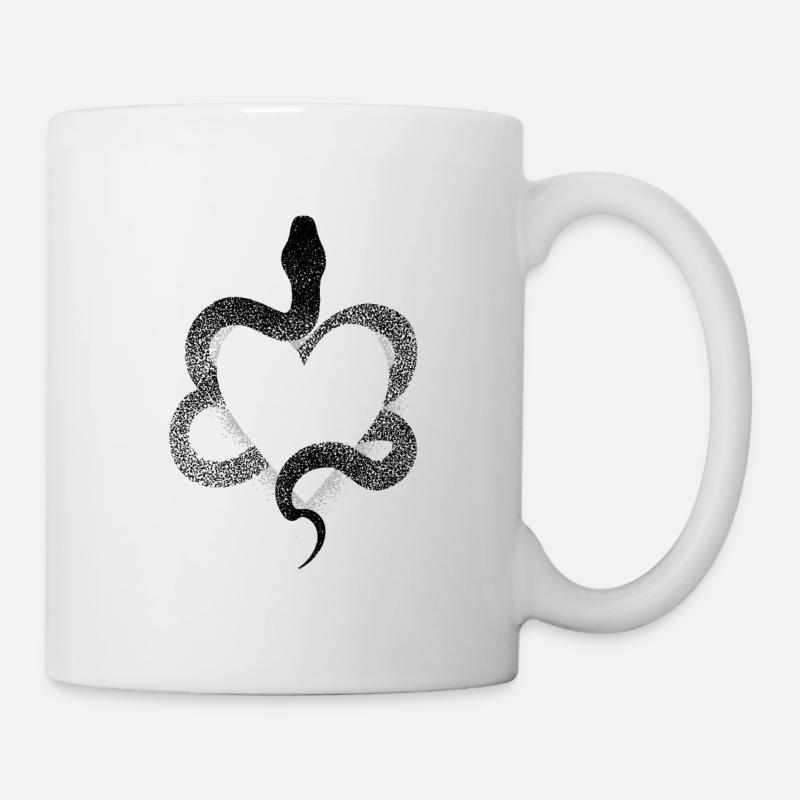 Dotwork Herz Schlange - Tasse - Weiß