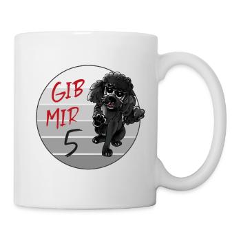 Schwarzer Pudel Gib mir fünf - Tasse - Weiß - Rechts