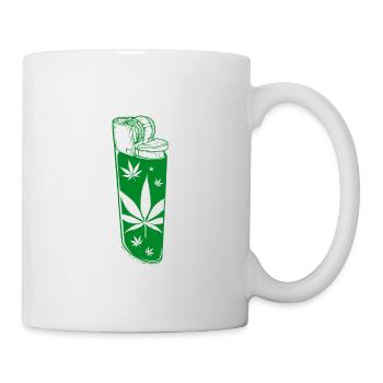Green cannabis lighter - Mug - white - Right