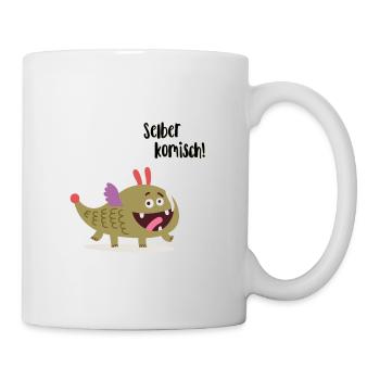 Lustiges Monster mit Sprechblase Selber komisch! - Tasse - Weiß - Rechts