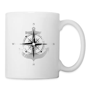 Compass Rose Anchor Compass Maritime Motif grey - Mug - white - Right
