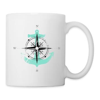 Compass Rose Anchor Compass Maritime motif turquoise - Mug - white - Right