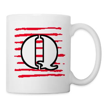 black white red stripes q - Mug - white - Right