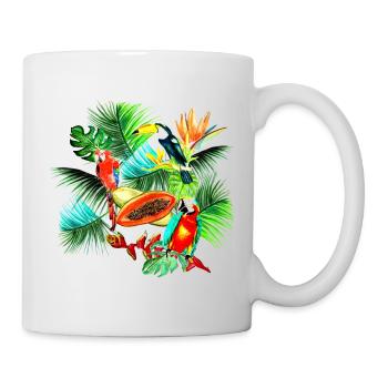 tropical toucans perroquets strelitzia helliconias - Mug blanc - blanc - Droite