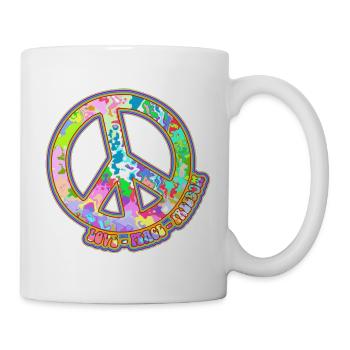 Retro Flower Power Sign - Love Peace Freedom 3 - Tasse - Weiß - Rechts
