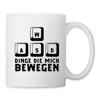 WASD Dinge die mich bewegen Gaming PC Keyboard - Tasse - Weiß - Rechts