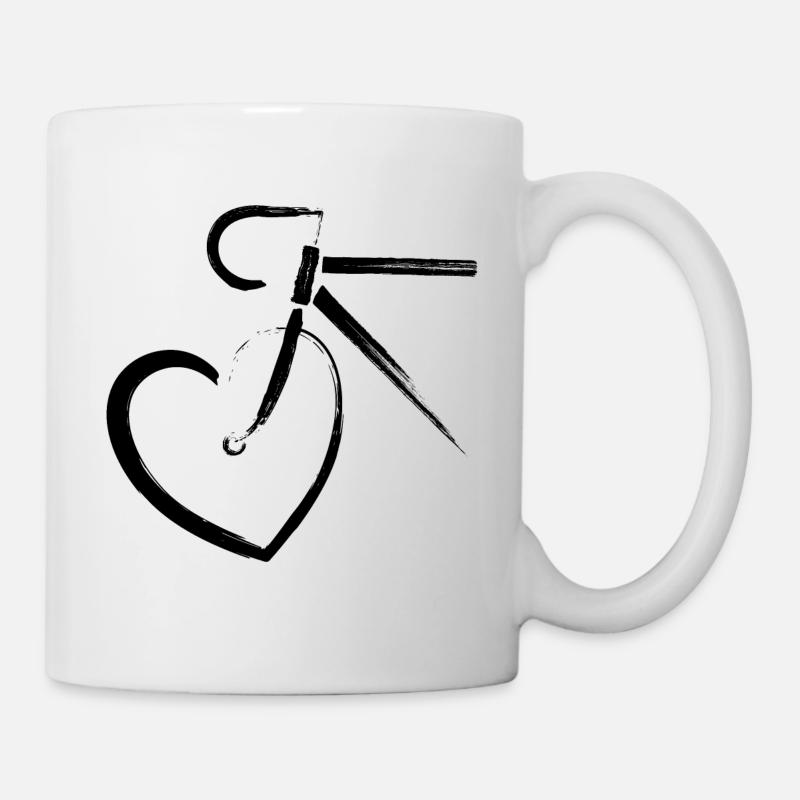 Vélo de course Triathlon Vélo Amour Coeur - Mug blanc - blanc